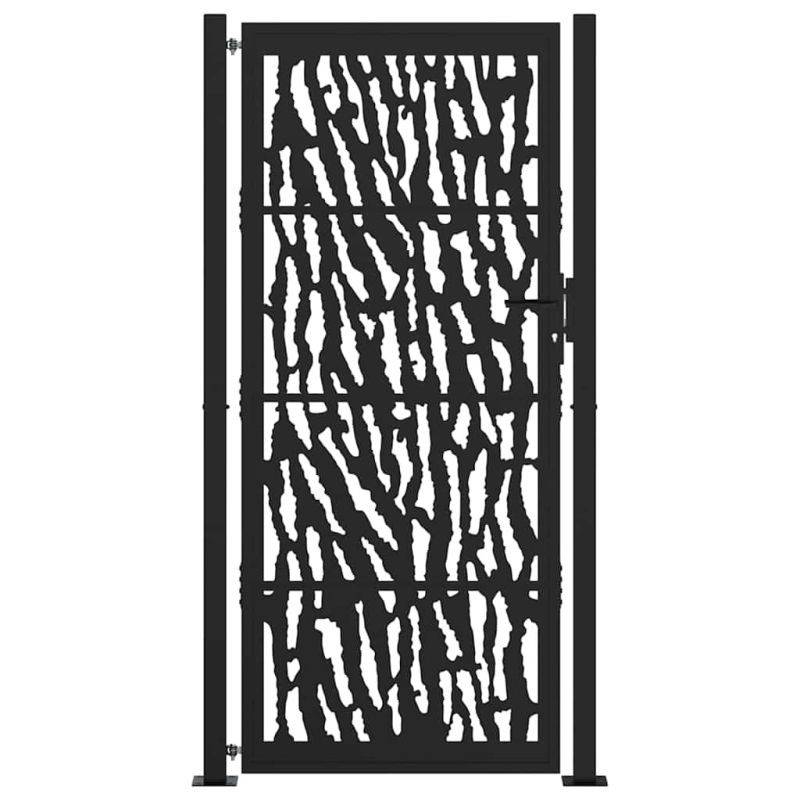 Gartentor Schwarz 105x205 cm Stahl Spurendesign