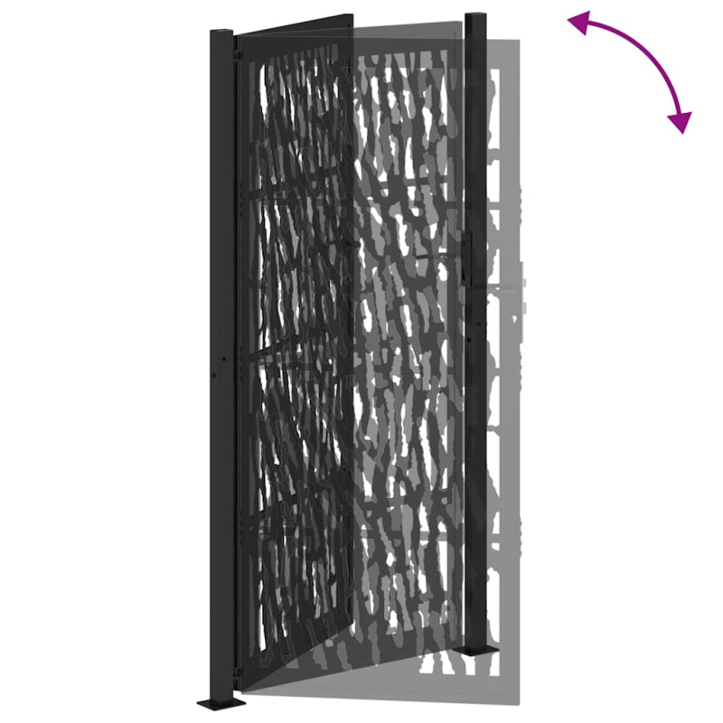 Gartentor Schwarz 105x205 cm Stahl Spurendesign