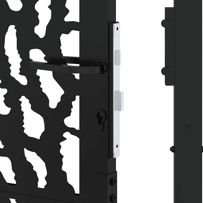 Gartentor Schwarz 105x205 cm Stahl Spurendesign