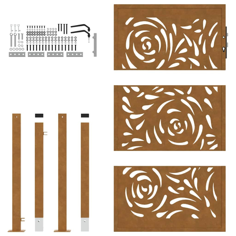 Gartentor 105x155 cm Wetterfester Stahl Flammen-Design