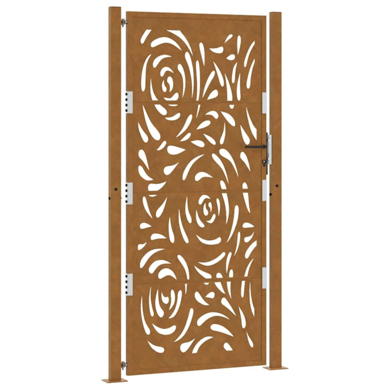Gartentor 105x205 cm Wetterfester Stahl Flammen-Design