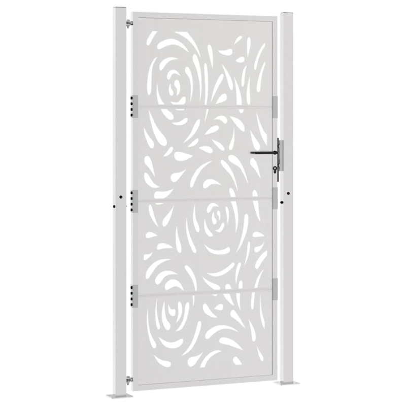 Gartentor 105x205 cm Wetterfester Stahl Flammen-Design