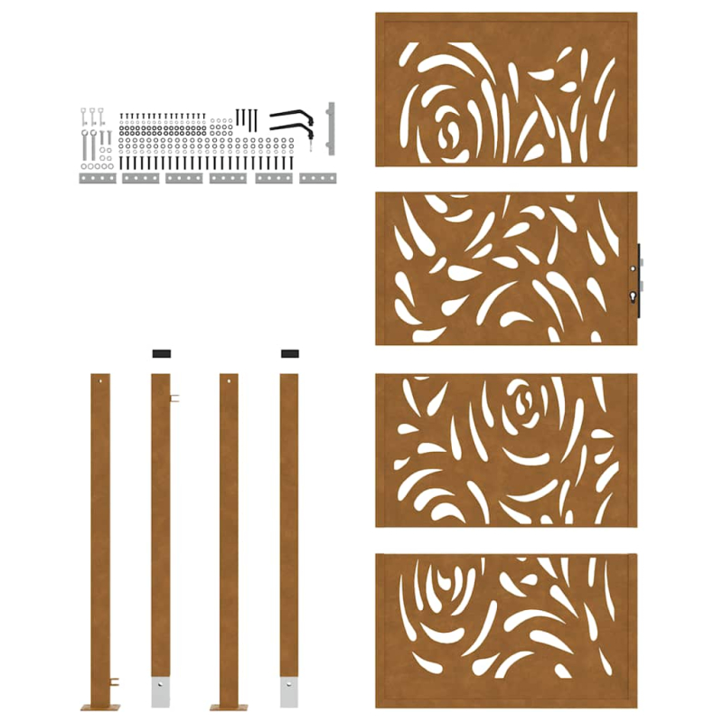 Gartentor 105x205 cm Wetterfester Stahl Flammen-Design