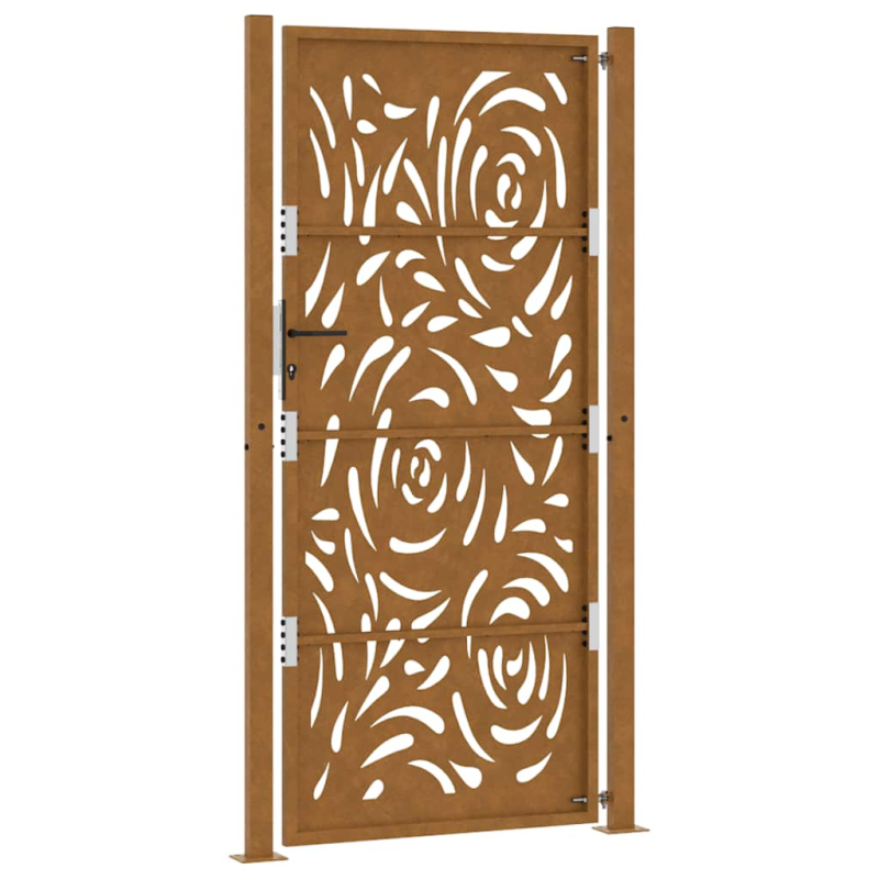 Gartentor 105x205 cm Wetterfester Stahl Flammen-Design