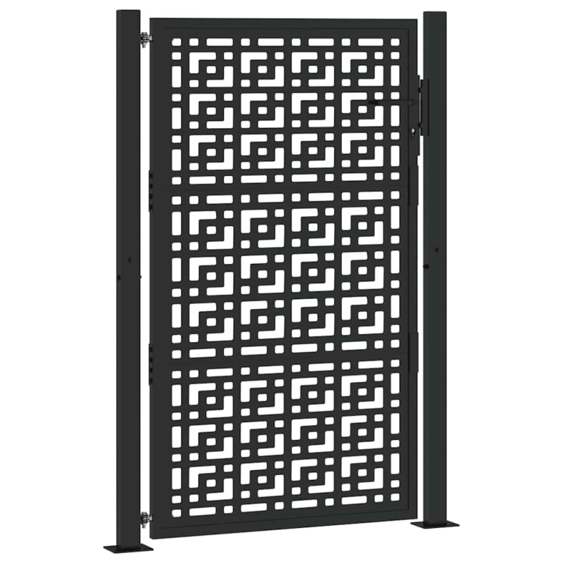Gartentor Schwarz 105x155 cm Stahl Kreuz-Design
