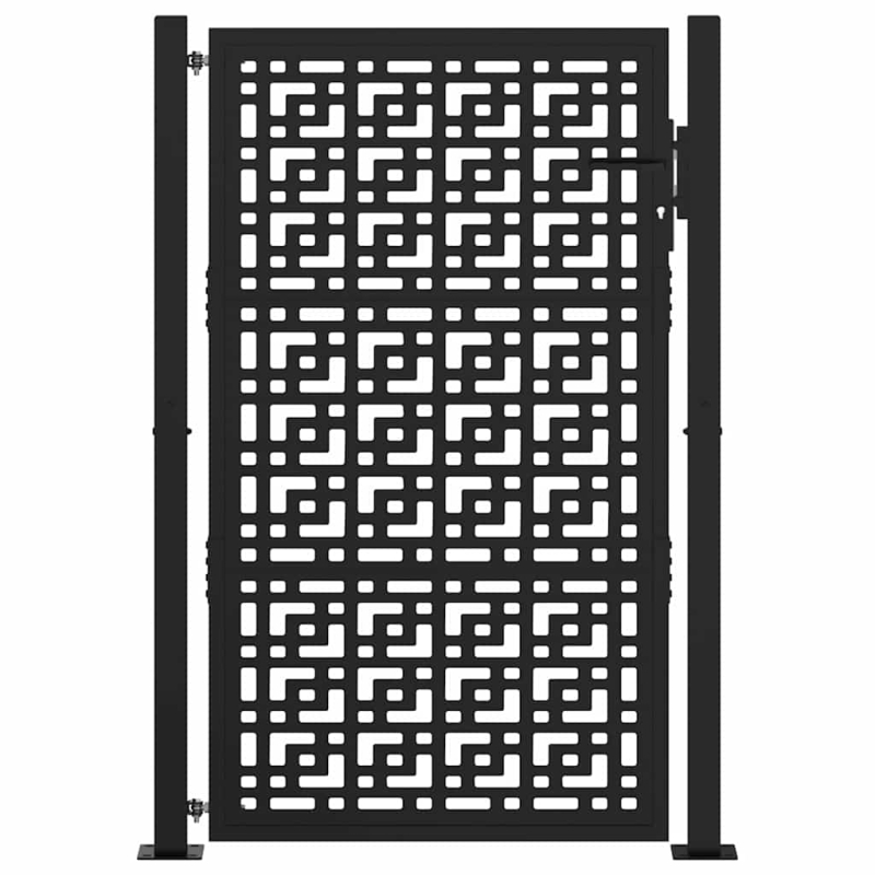 Gartentor Schwarz 105x155 cm Stahl Kreuz-Design