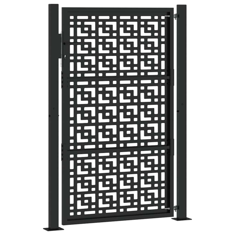 Gartentor Schwarz 105x155 cm Stahl Kreuz-Design
