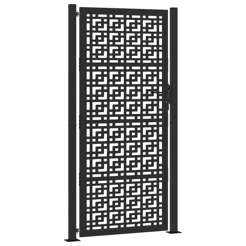Gartentor Schwarz 105x205 cm Stahl Kreuz-Design