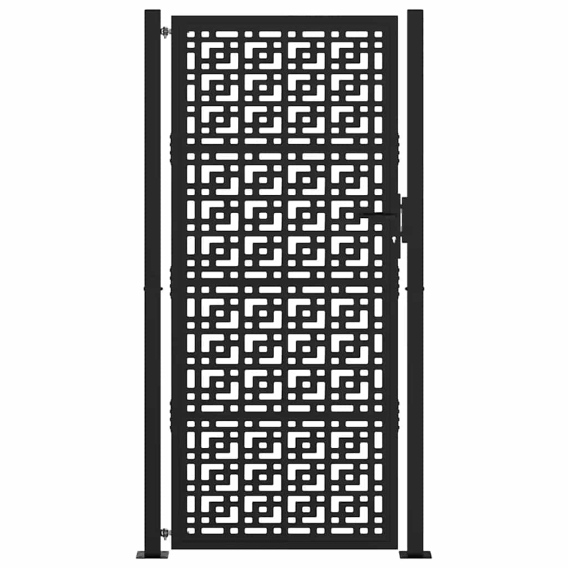 Gartentor Schwarz 105x205 cm Stahl Kreuz-Design