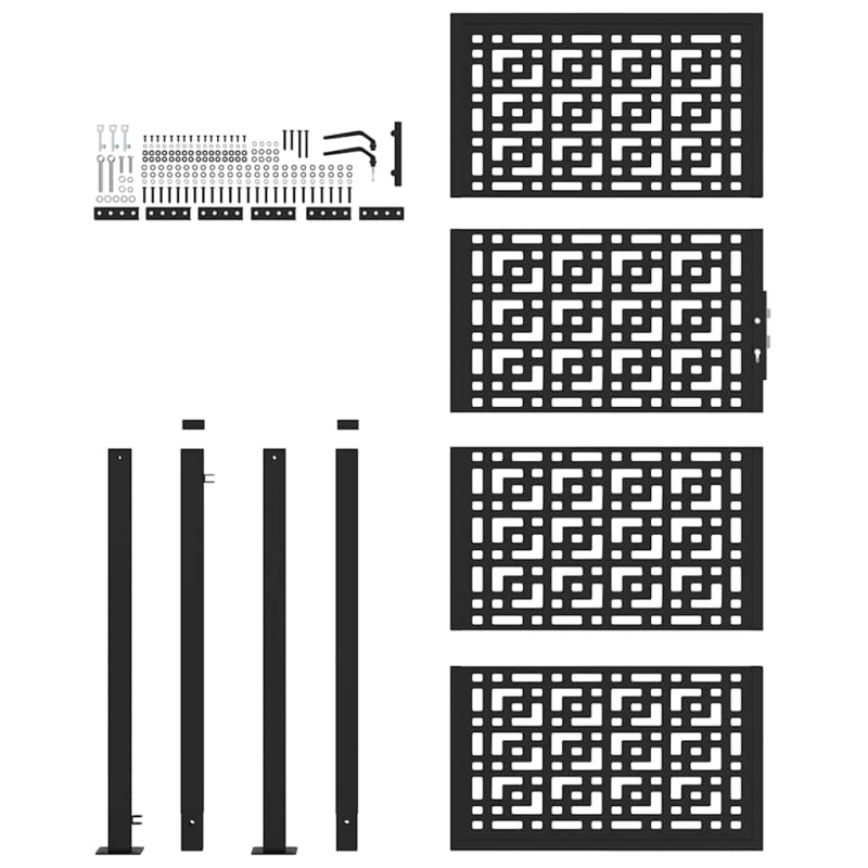 Gartentor Schwarz 105x205 cm Stahl Kreuz-Design