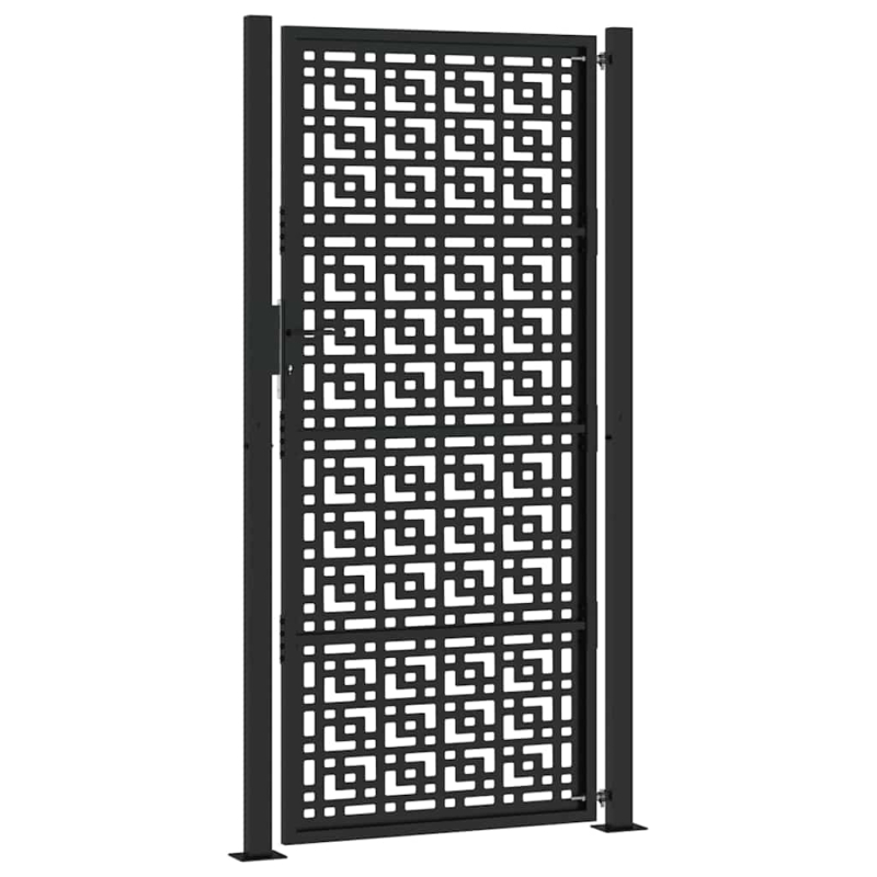Gartentor Schwarz 105x205 cm Stahl Kreuz-Design