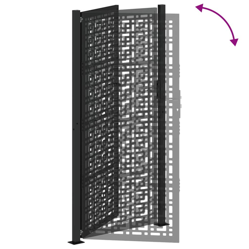 Gartentor Schwarz 105x205 cm Stahl Kreuz-Design