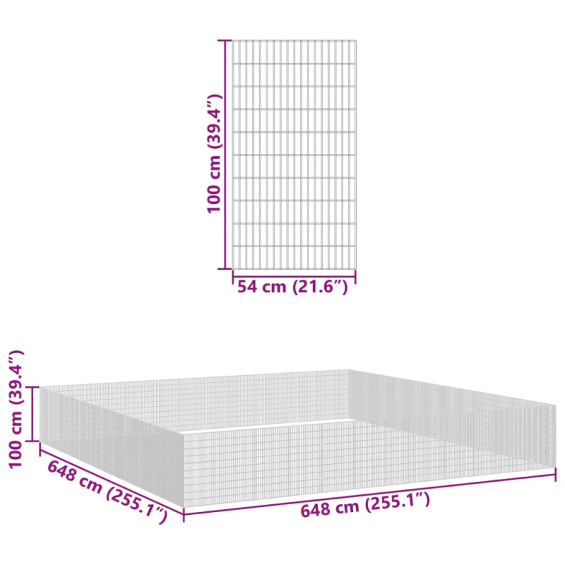 Freilaufgehege 48-teilig 54x100 cm Verzinktes Eisen