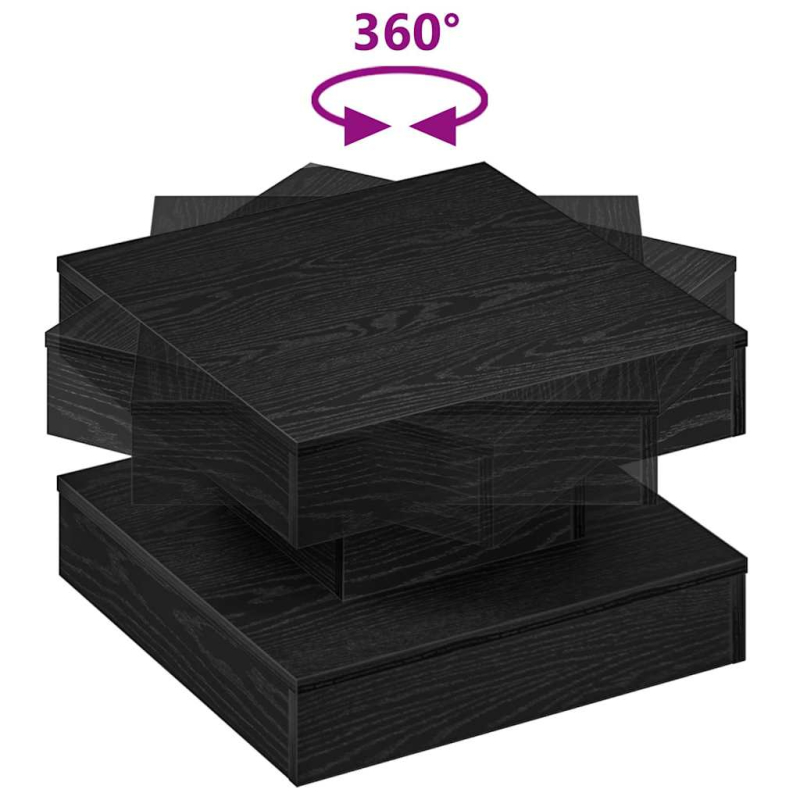 Couchtisch 360-Grad Drehbar Schwarz 50x50x34,5 cm