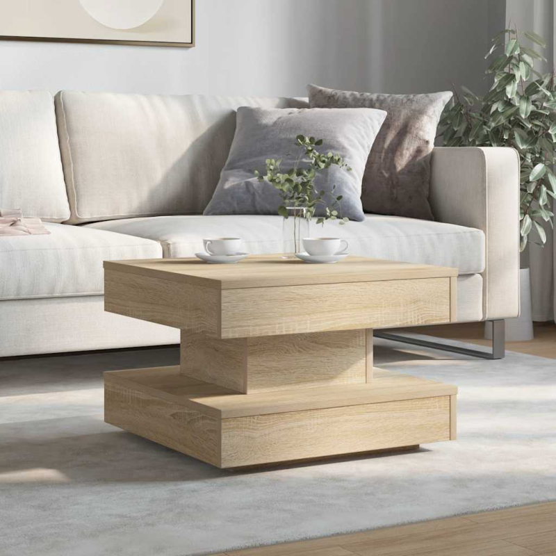 Couchtisch 360-Grad Drehbar Sonoma-Eiche 50x50x34,5 cm