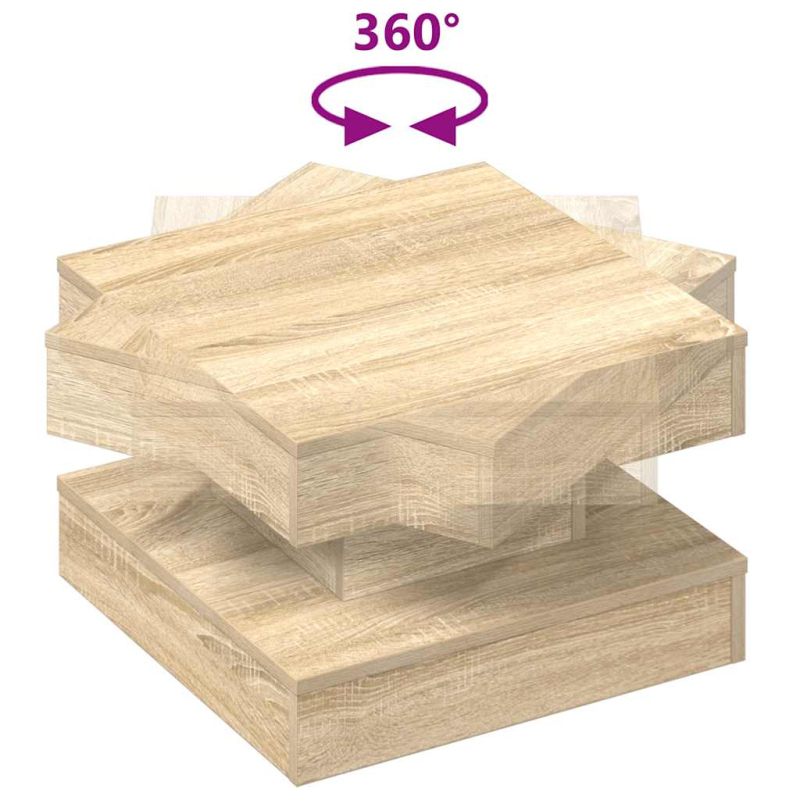 Couchtisch 360-Grad Drehbar Sonoma-Eiche 50x50x34,5 cm