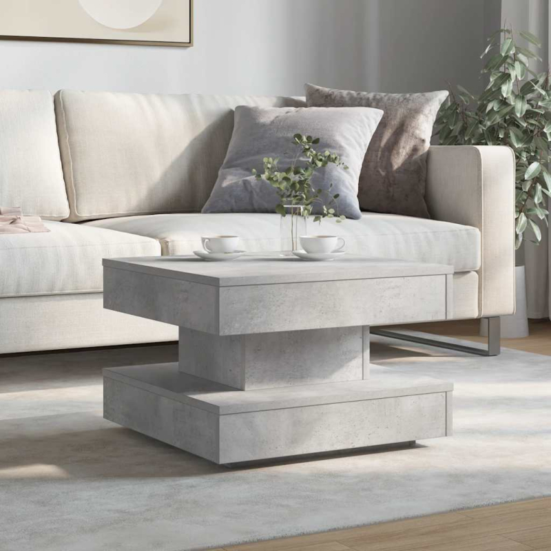Couchtisch 360-Grad Drehbar Betongrau 50x50x34,5 cm