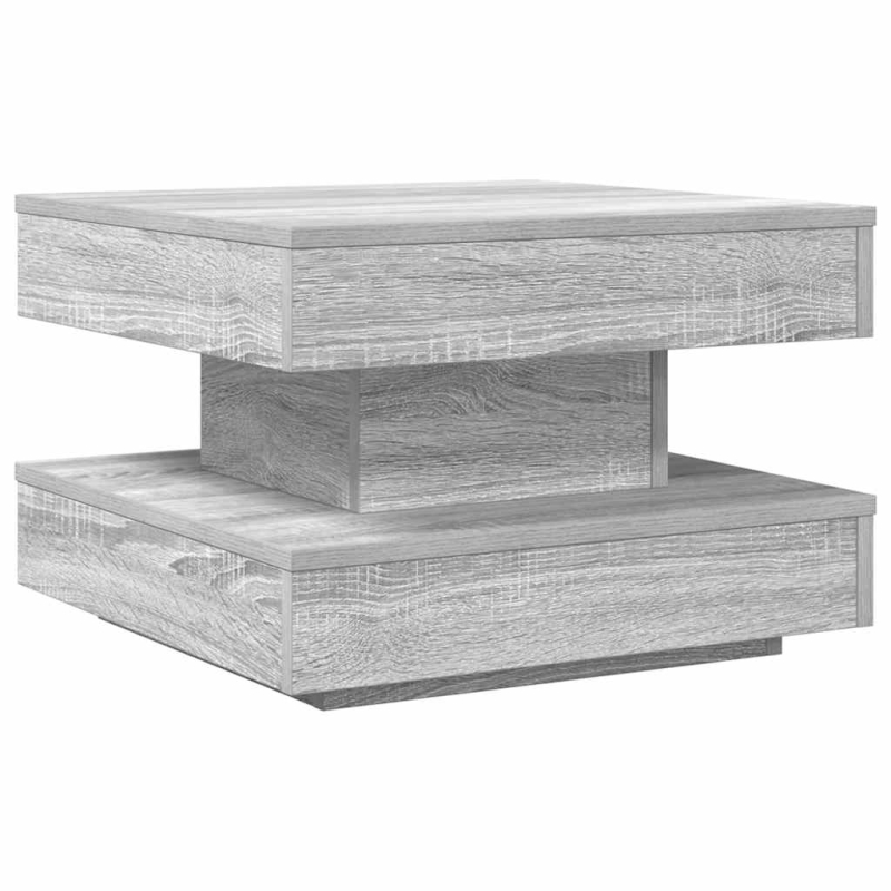 Couchtisch 360-Grad Drehbar Grau Sonoma 50x50x34,5 cm