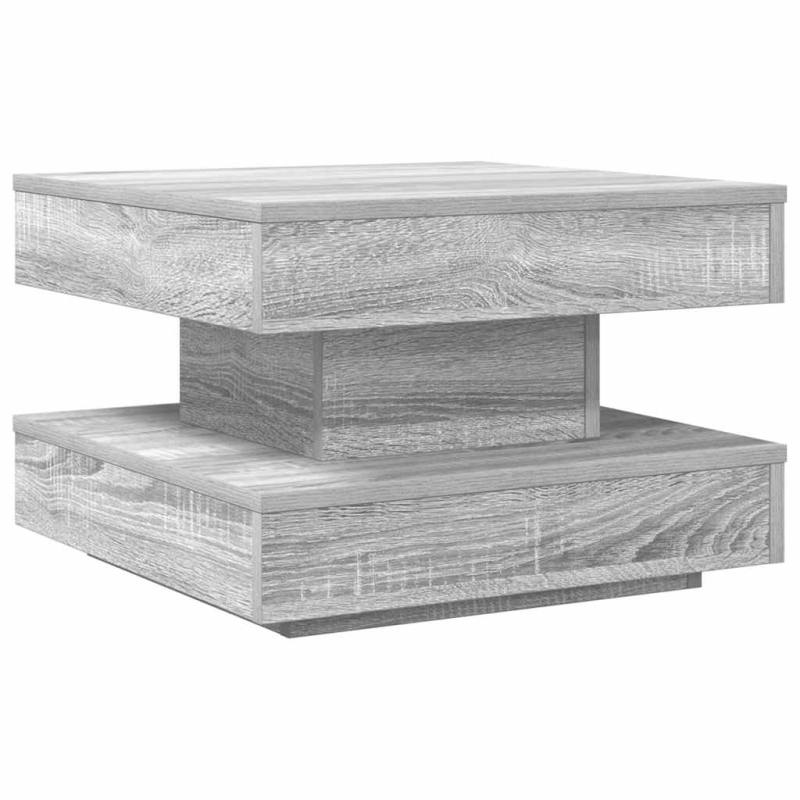 Couchtisch 360-Grad Drehbar Grau Sonoma 50x50x34,5 cm