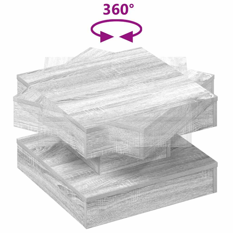 Couchtisch 360-Grad Drehbar Grau Sonoma 50x50x34,5 cm