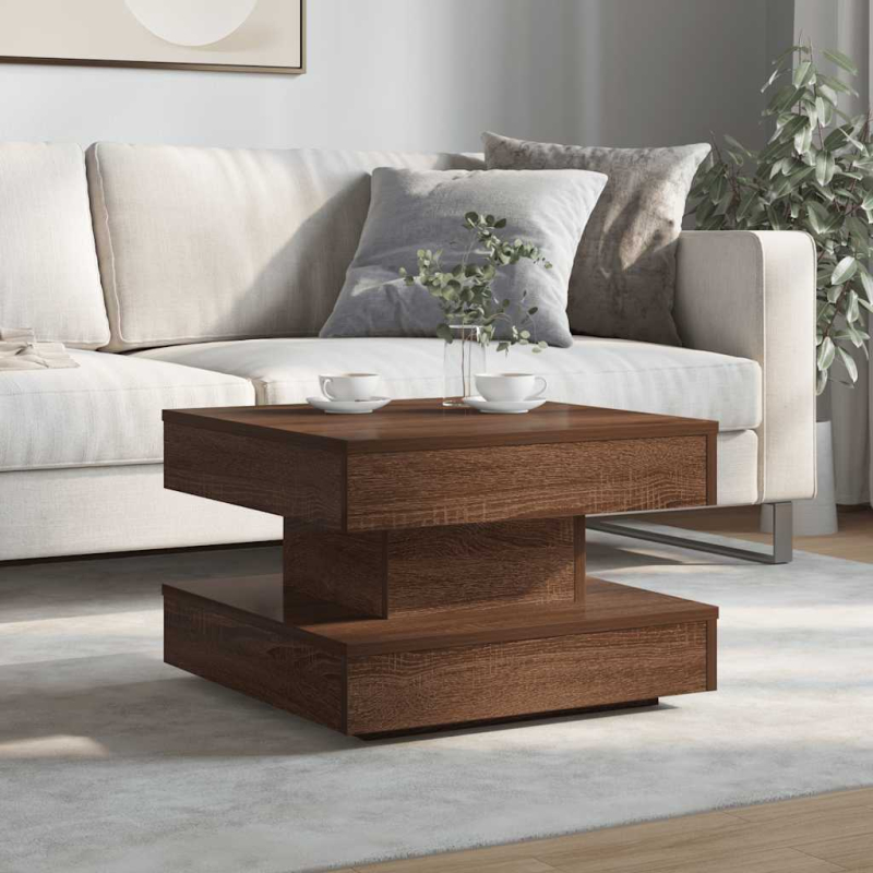 Couchtisch 360-Grad Drehbar Eichen-Optik 50x50x34,5 cm