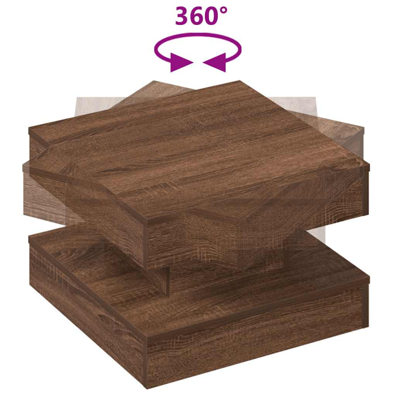 Couchtisch 360-Grad Drehbar Eichen-Optik 50x50x34,5 cm