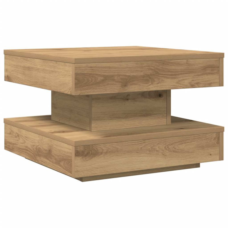 Couchtisch 360-Grad Drehbar Artisan-Eiche 50x50x34,5 cm