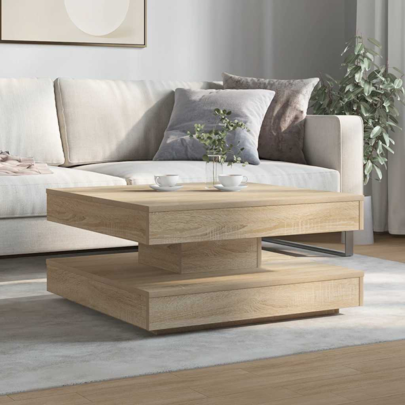 Couchtisch 360-Grad Drehbar Sonoma-Eiche 70x70x34,5 cm