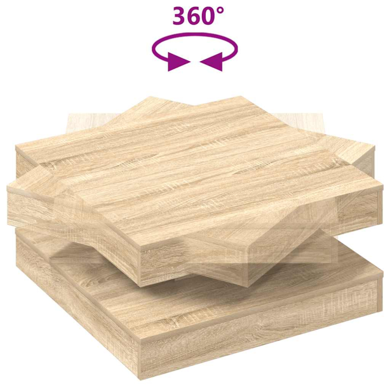Couchtisch 360-Grad Drehbar Sonoma-Eiche 70x70x34,5 cm