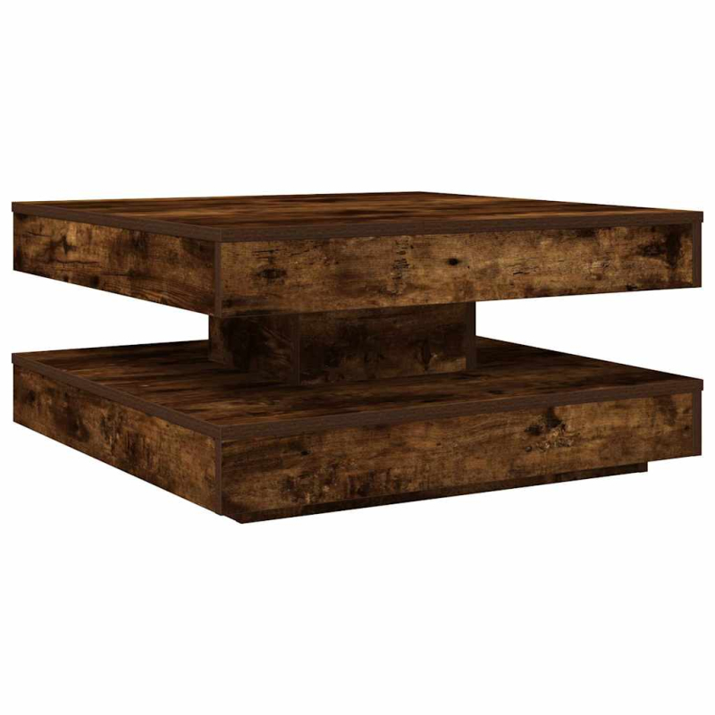 Couchtisch 360-Grad Drehbar Räuchereiche 70x70x34,5 cm