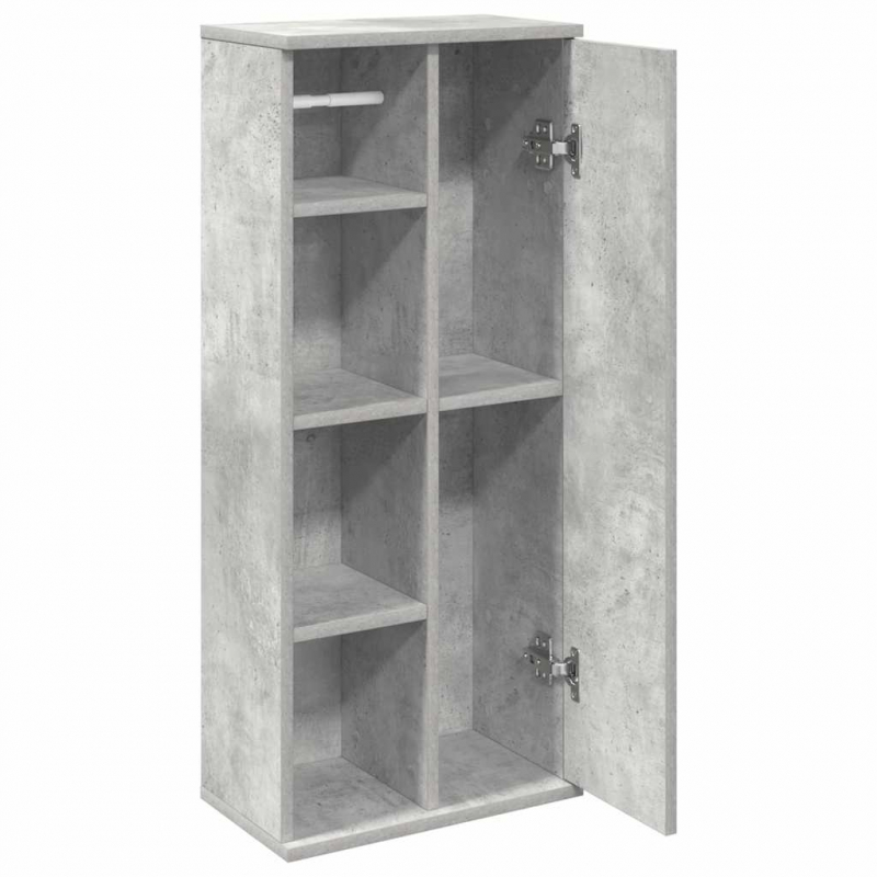 Badezimmerschrank mit Rollenhalter Betongrau 39x22x90 cm