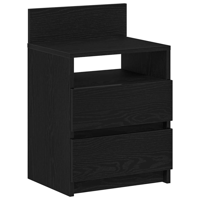 Nachttisch mit 2 Schubladen Schwarz 40x33x60 cm