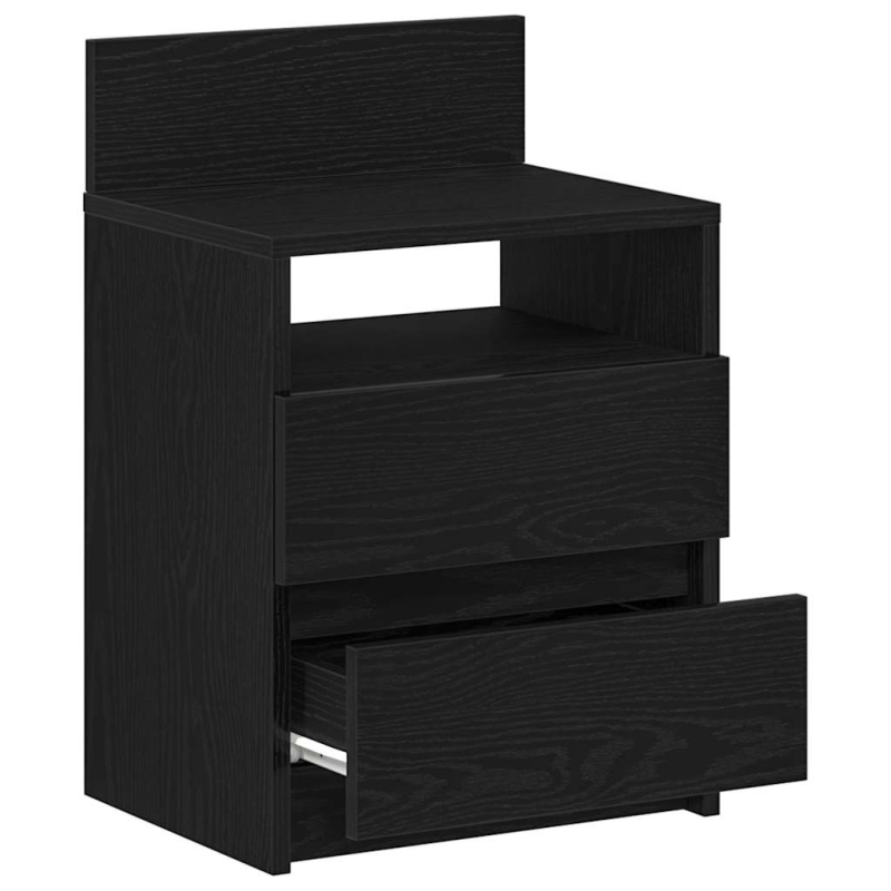 Nachttisch mit 2 Schubladen Schwarz 40x33x60 cm