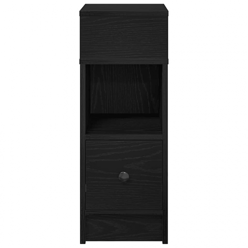 Nachttisch mit Schublade Schwarz 25x31x66 cm
