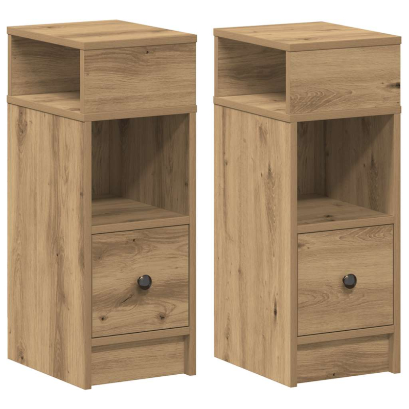 Nachttische 2 Stk. mit Schublade Artisan-Eiche 25x31x66 cm