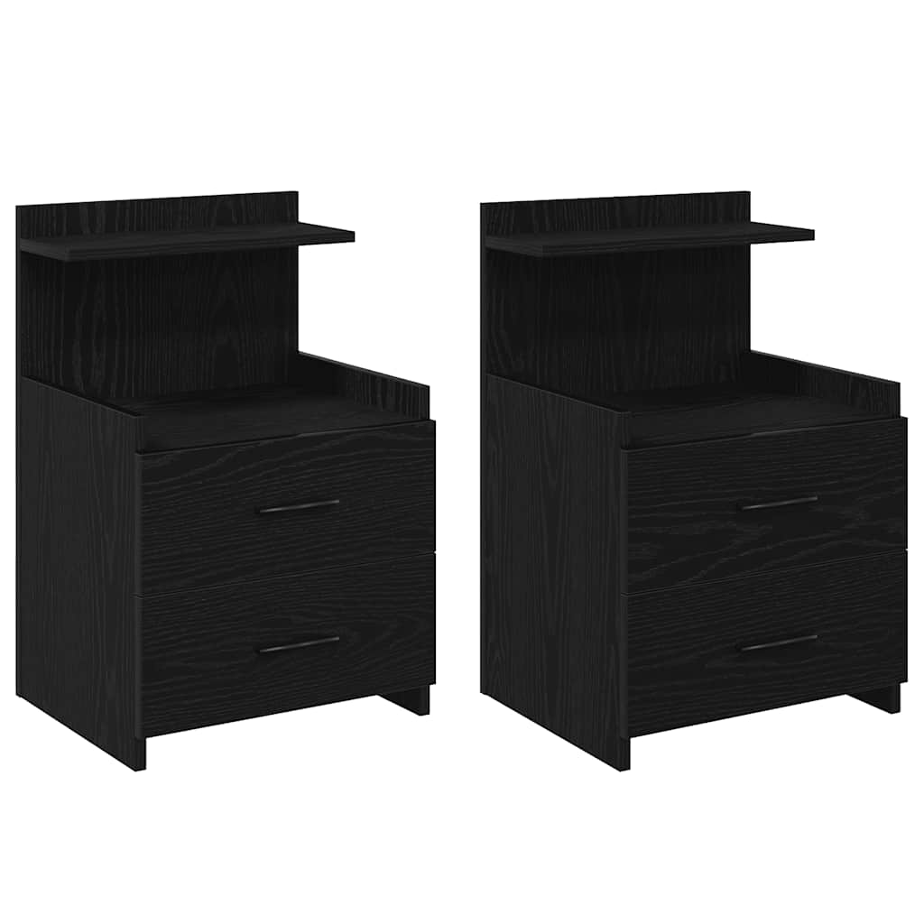 Nachttische 2 Stk. mit 2 Schubladen Schwarz 40x36,5x62 cm