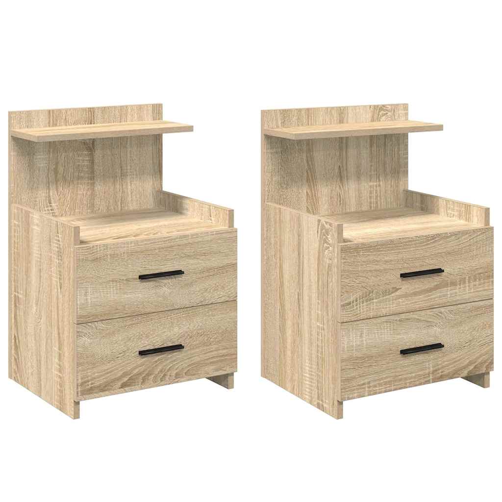 Nachttische 2-tlg. mit 2 Schubladen Sonoma-Eiche 40x36,5x62 cm