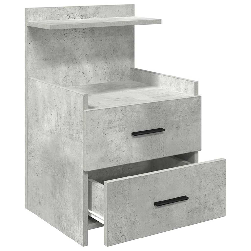 Nachttisch mit 2 Schubladen Betongrau 40x36,5x62 cm