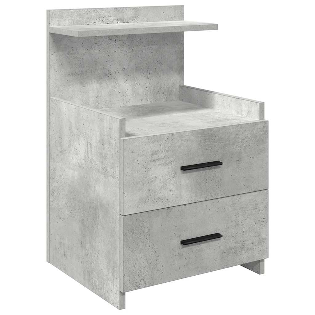 Nachttische 2 Stk. mit 2 Schubladen Betongrau 40x36,5x62 cm