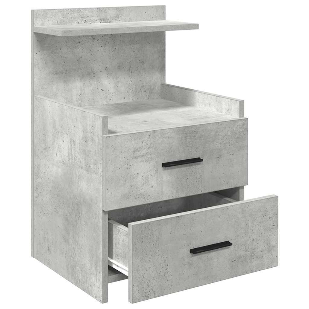 Nachttische 2 Stk. mit 2 Schubladen Betongrau 40x36,5x62 cm