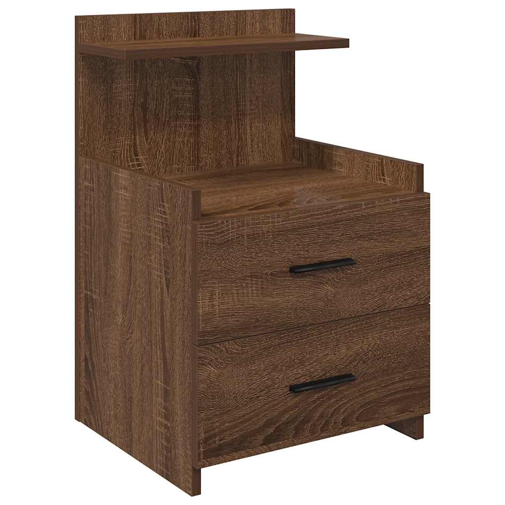 Nachttisch mit 2 Schubladen Braun Eiche 40x36,5x62 cm