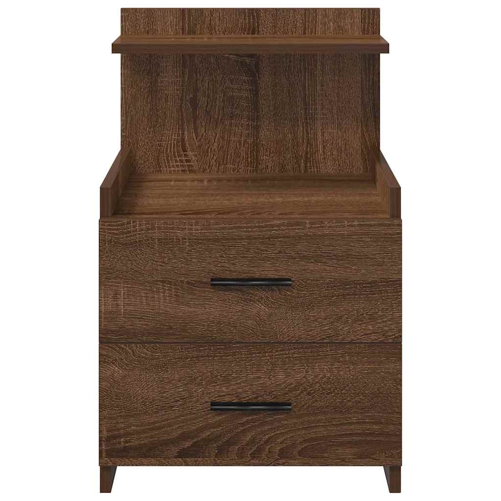 Nachttisch mit 2 Schubladen Braun Eiche 40x36,5x62 cm