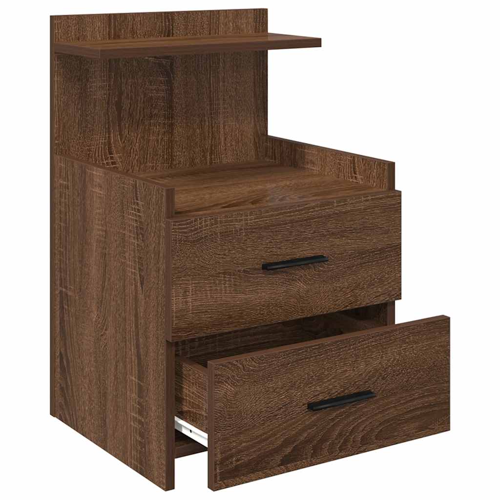 Nachttisch mit 2 Schubladen Braun Eiche 40x36,5x62 cm