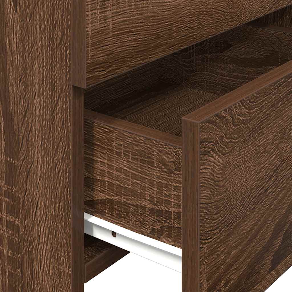 Nachttisch mit 2 Schubladen Braun Eiche 40x36,5x62 cm
