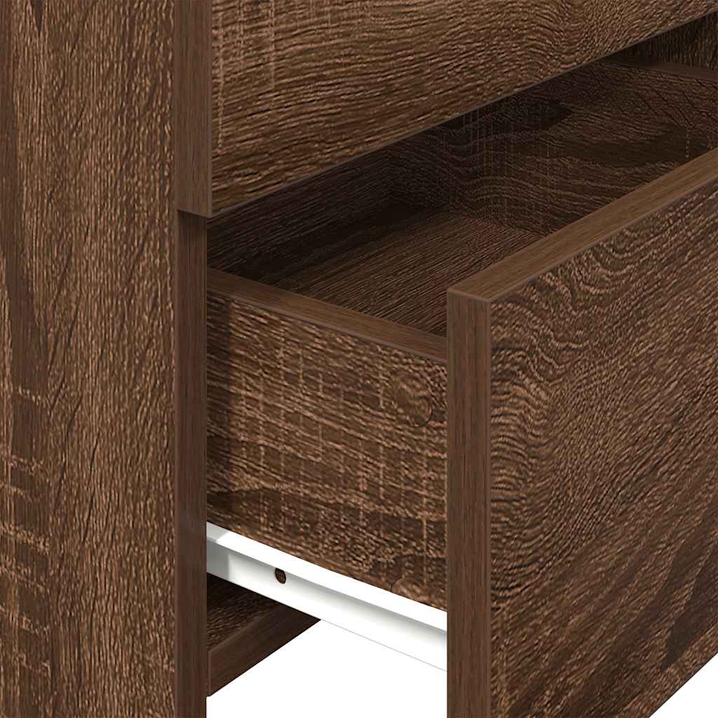 Nachttische 2 Stk. mit 2 Schubladen Braun Eiche 40x36,5x62 cm