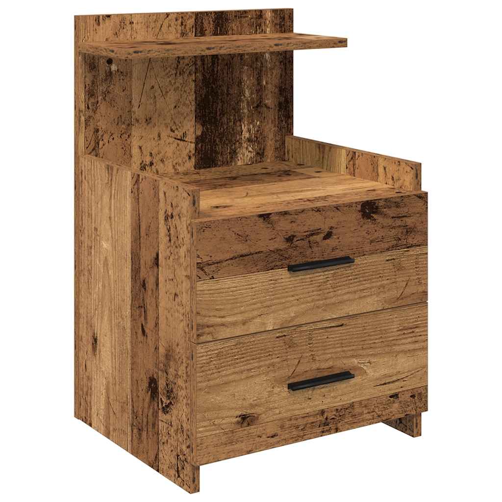 Nachttisch mit 2 Schubladen Altholz-Optik 40x36,5x62 cm