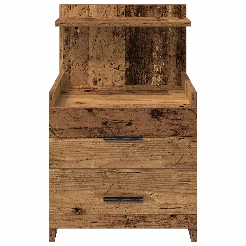 Nachttisch mit 2 Schubladen Altholz-Optik 40x36,5x62 cm