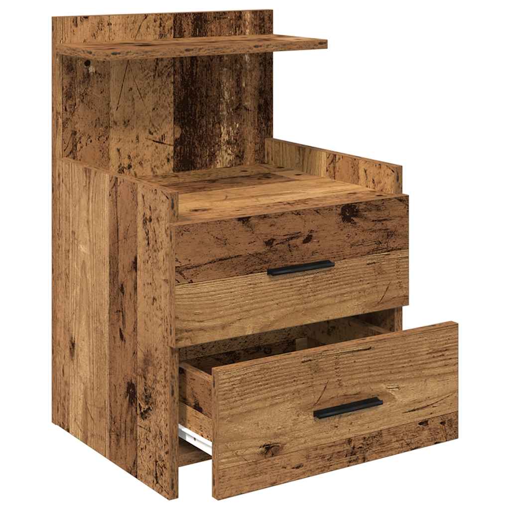 Nachttisch mit 2 Schubladen Altholz-Optik 40x36,5x62 cm