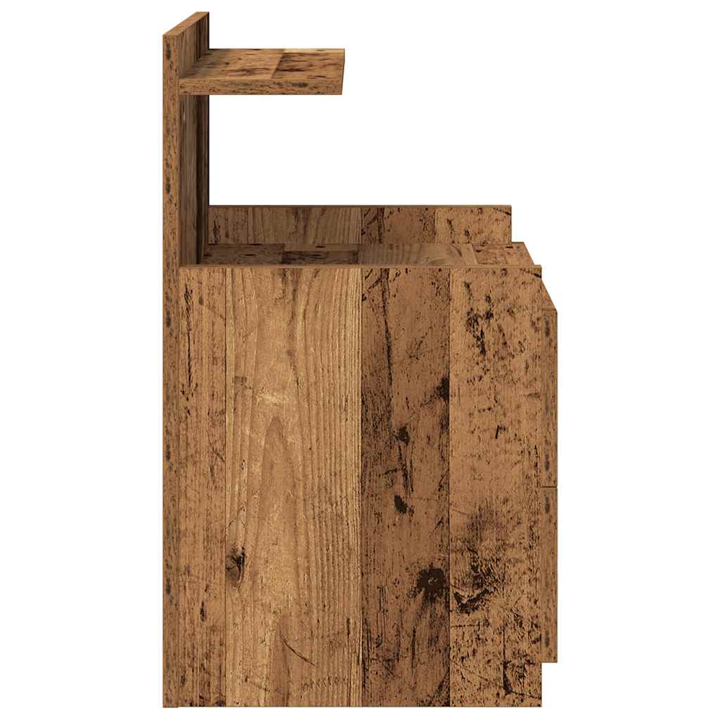 Nachttisch mit 2 Schubladen Altholz-Optik 40x36,5x62 cm