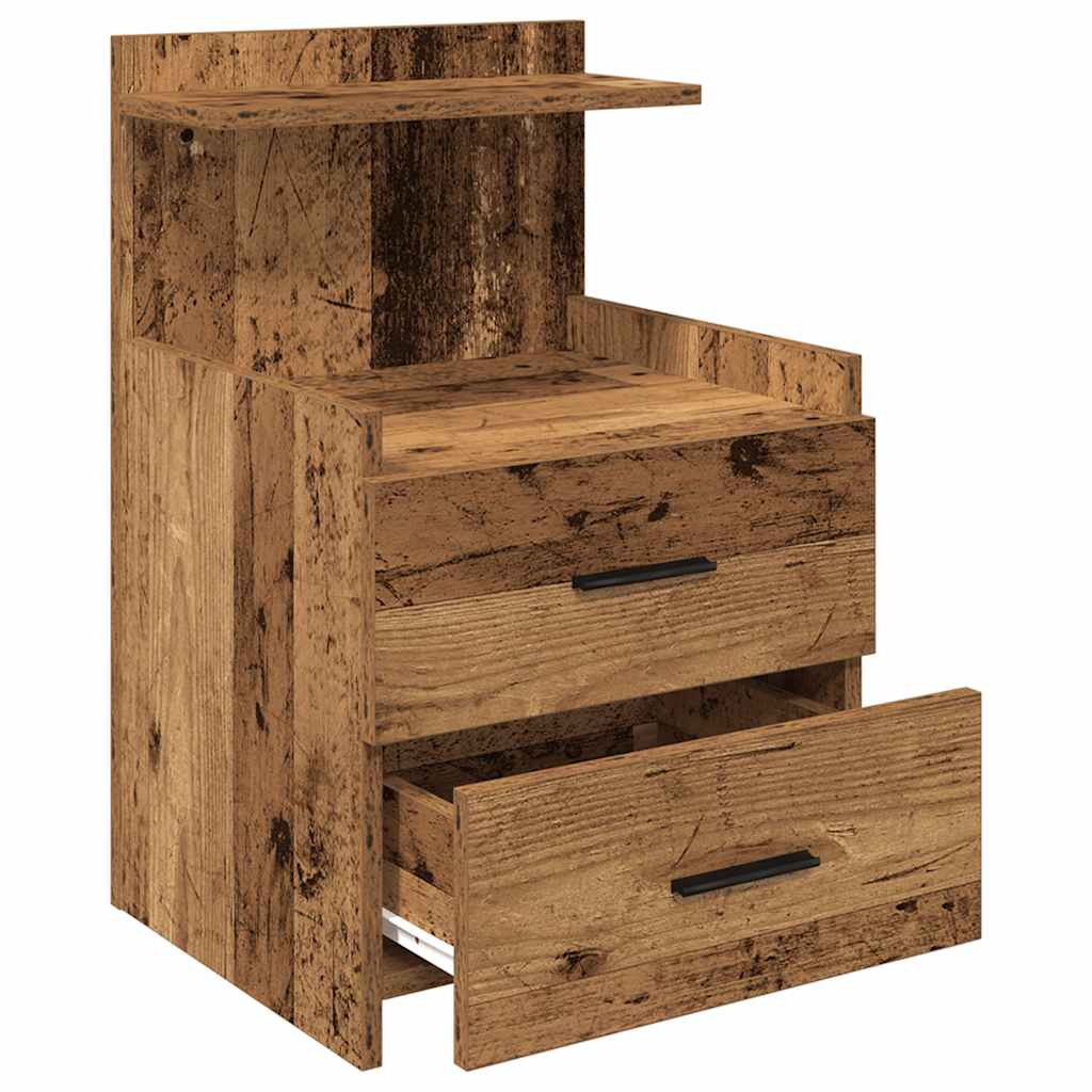 Nachttische 2 Stk. mit 2 Schubladen Altholz-Optik 40x36,5x62 cm